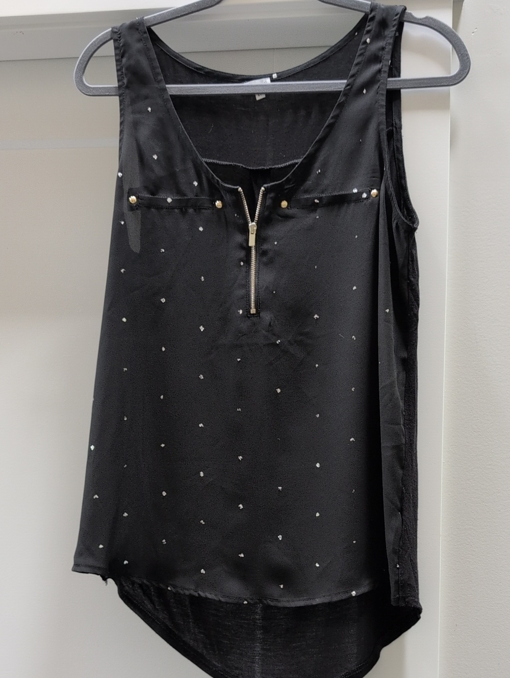 Kismet Black Top with Zip and Stud Accents S